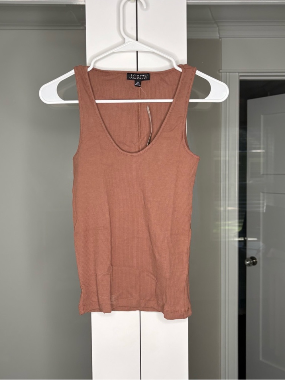 NWT J. Crew Perfect Rib V-neck Tank Top Brown